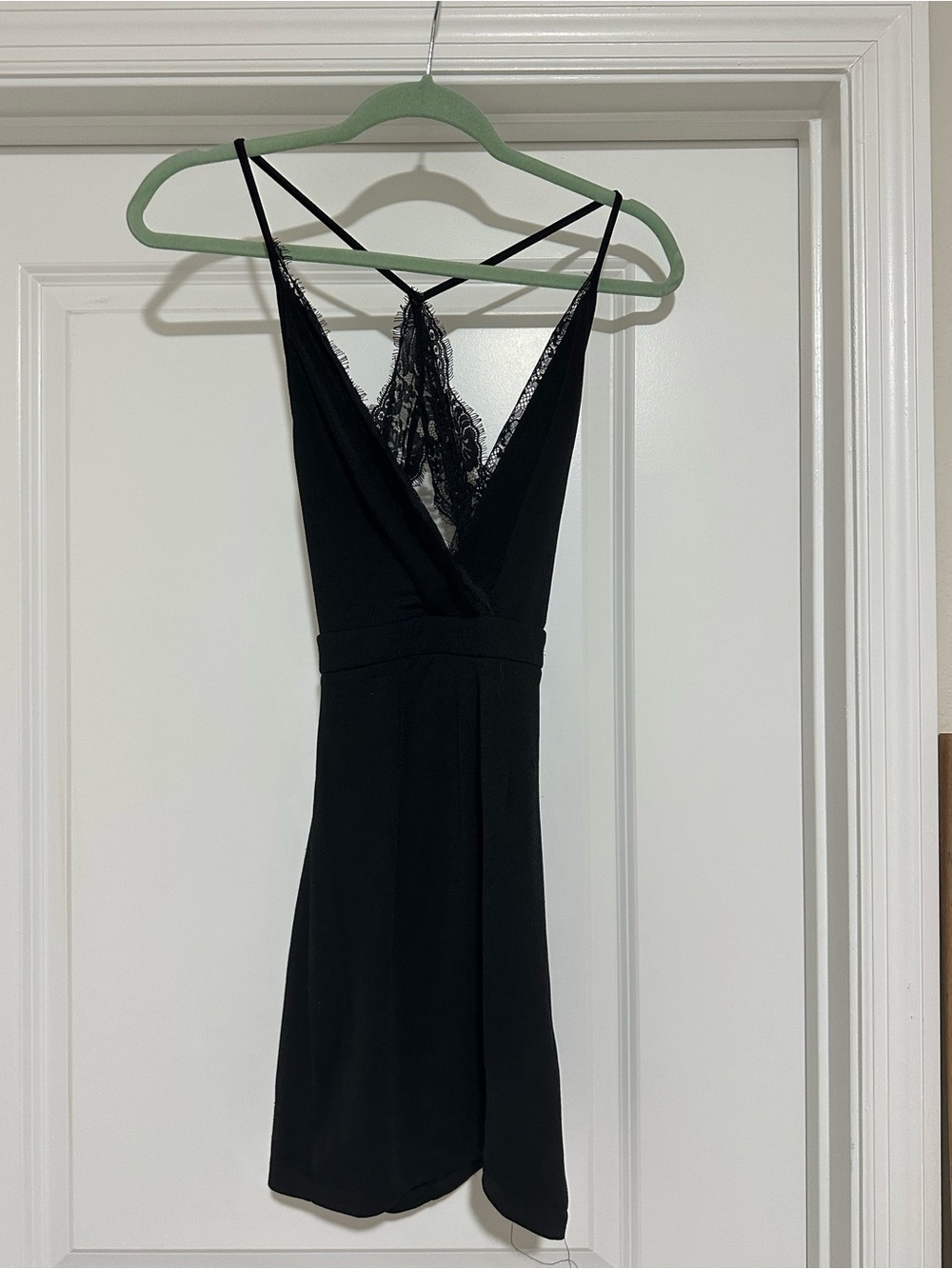 LF Black Lace-Back Mini Dress